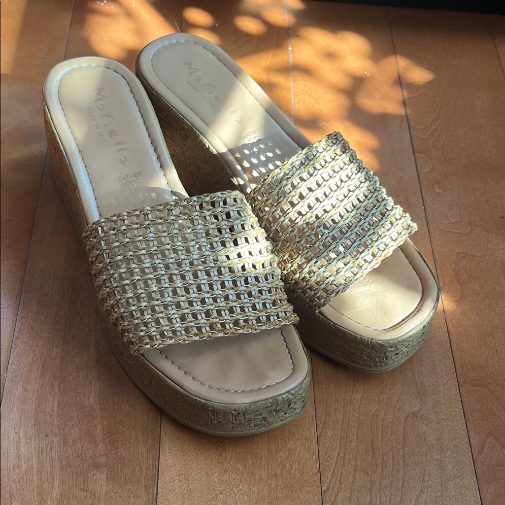 Gold Woven Mariella Platform Sandals